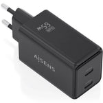 Cargador de Pared GaN Aisens ASCH-65W2P079-BK/ 2xUSB Tipo-C/ 65W/ Negro - PixelPlaza