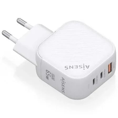 Cargador de Pared GaN Aisens ASCH-65W3P026-W/ 2xUSB Tipo-C/ 1xUSB/ 65W - PixelPlaza