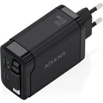 Cargador de Pared GaN Aisens ASCH-65W3P071-BK/ 1xUSB Tipo-C/ 1xUSB/ 65W/ Negro - PixelPlaza