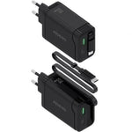 Cargador de Pared GaN Aisens ASCH-65W3P071-BK/ 1xUSB Tipo-C/ 1xUSB/ 65W/ Negro - PixelPlaza