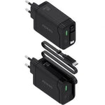 Cargador de Pared GaN Aisens ASCH-65W3P071-BK/ 1xUSB Tipo-C/ 1xUSB/ 65W/ Negro - PixelPlaza