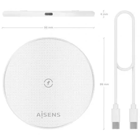 Base de carga Inalámbrica Aisens ASCH-15W1WC057-W/ 15W/ Blanco - PixelPlaza