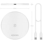 Base de carga Inalámbrica Aisens ASCH-15W1WC057-W/ 15W/ Blanco - PixelPlaza
