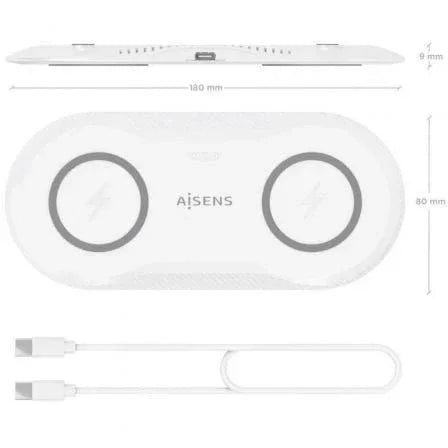 Base de carga Inalámbrica Aisens ASCH-15W2WC059-W/ 15W/ Blanco - PixelPlaza