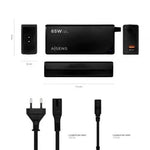 Cargador de Portátil Aisens ASLC-65WAUTO-BK/ 65W/ Automático/ 9 Conectores/ Voltaje 18.5-20V/ 1 USB QC3.0 - PixelPlaza