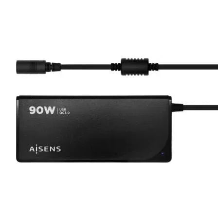 Cargador de Portátil Aisens ASLC-90WAUTO-BK/ 90W/ Automático/ 12 Conectores/ Voltaje 15-20V/ 1 USB QC3.0 - PixelPlaza
