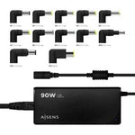 Cargador de Portátil Aisens ASLC-90WAUTO-BK/ 90W/ Automático/ 12 Conectores/ Voltaje 15-20V/ 1 USB QC3.0 - PixelPlaza