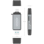 Lector de Tarjetas Externo Aisens ASCR-2AC11-GR/ USB 3.1 - PixelPlaza