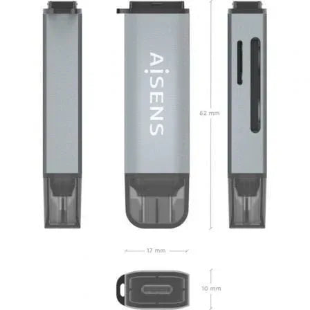 Lector de Tarjetas Externo Aisens ASCR-2A09-GR/ USB 3.1 - PixelPlaza