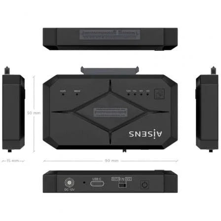 Docking Station para SSD M2 SATA/NVMe Aisens ASDS-M2SATA04B - PixelPlaza