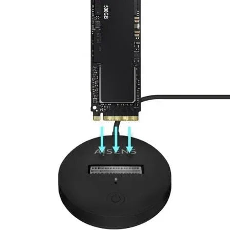 Dock USB Tipo-C para SSD M2 SATA/NVMe Aisens ASUC-M2D013-BK/ Negro - PixelPlaza