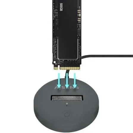 Dock USB Tipo-C para SSD M2 SATA/NVMe Aisens ASUC-M2D014-GR/ Gris - PixelPlaza
