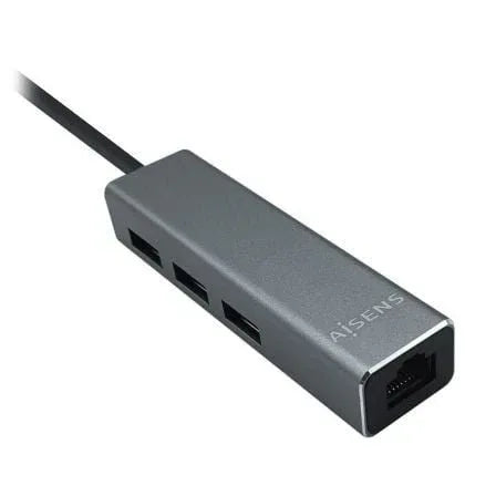 Hub USB 3.0 Aisens A106-0401/ 3xUSB/ 1xRJ45/ Gris - PixelPlaza