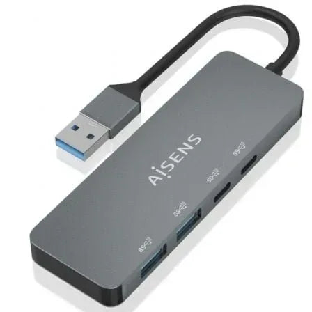 Hub USB 3.2 Aisens A106-0696/ 2xUSB/ 2xUSB Tipo-C/ Gris - PixelPlaza