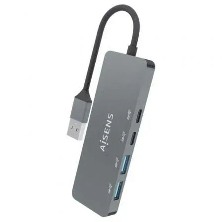 Hub USB 3.2 Aisens A106-0696/ 2xUSB/ 2xUSB Tipo-C/ Gris - PixelPlaza