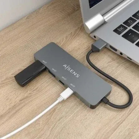 Hub USB 3.2 Aisens A106-0696/ 2xUSB/ 2xUSB Tipo-C/ Gris - PixelPlaza