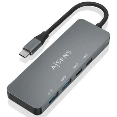 Hub USB Tipo-C Aisens A109-0694/ 2xUSB/ 2xUSB Tipo-C/ Gris - PixelPlaza