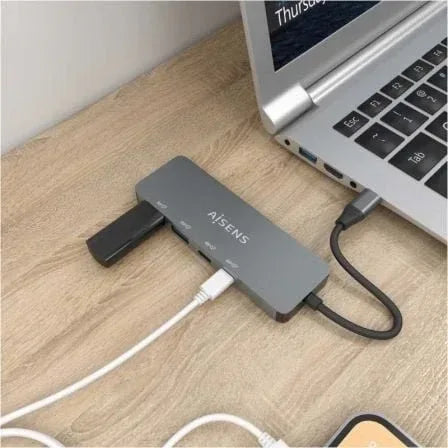 Hub USB Tipo-C Aisens A109-0694/ 2xUSB/ 2xUSB Tipo-C/ Gris - PixelPlaza
