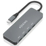 Hub USB Tipo-C Aisens A109-0695/ 4xUSB Tipo-C/ Gris - PixelPlaza