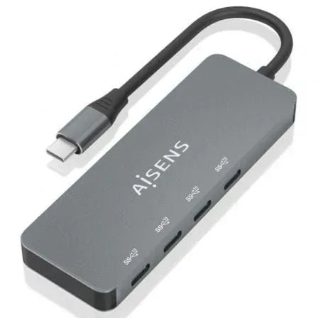 Hub USB Tipo-C Aisens A109-0695/ 4xUSB Tipo-C/ Gris - PixelPlaza