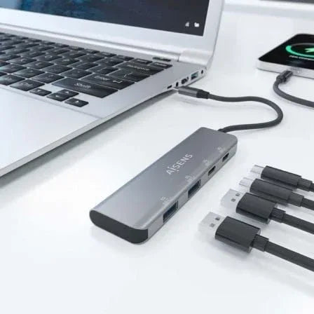 Hub USB Tipo-C Aisens A109-0763/ 2xUSB/ 2xUSB Tipo-C/ Gris - PixelPlaza