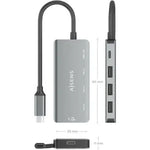 Hub USB Tipo-C Aisens A109-0945/ 3xUSB/ 1xUSB Tipo-C/ 1xUSB Tipo-C PD/ Gris - PixelPlaza