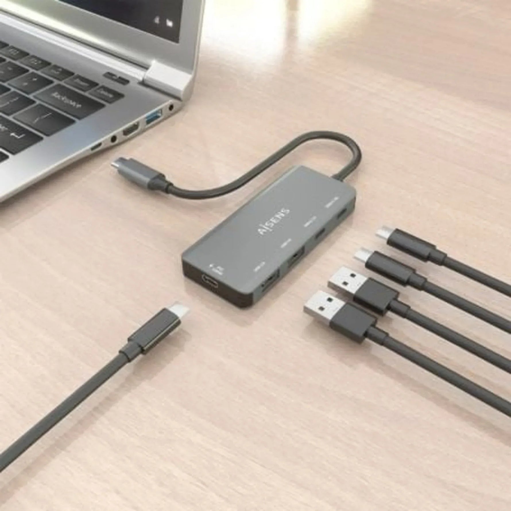 Hub USB Tipo-C Aisens A109-0946/ 2xUSB/ 2xUSB Tipo-C/ 1xUSB Tipo-C PD/ Gris - PixelPlaza