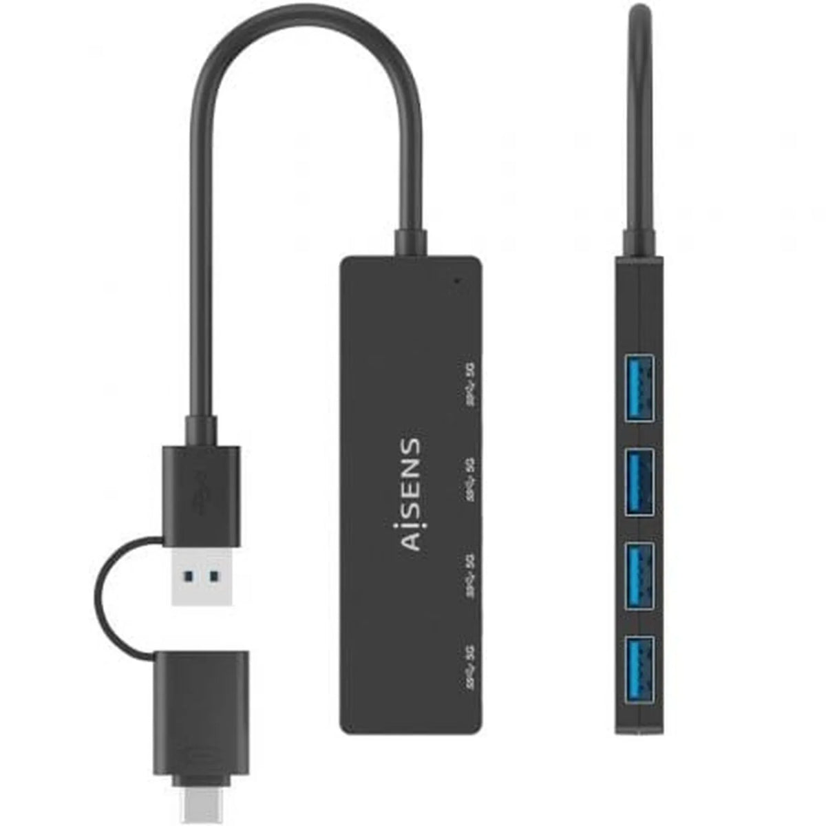 Hub USB Tipo-C + USB 3.1 Aisens A109-0987/ 4xUSB - PixelPlaza