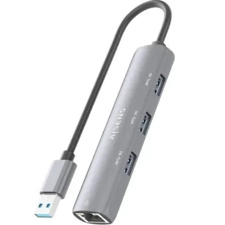 Hub USB Aisens ASUC-4P034-GR/ 3xUSB/ 1xRJ45/ Gris - PixelPlaza