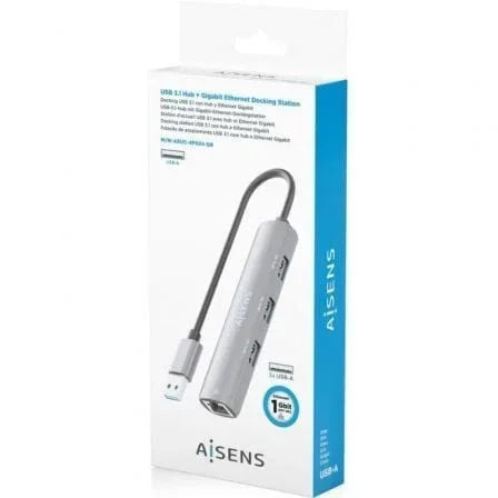 Hub USB Aisens ASUC-4P034-GR/ 3xUSB/ 1xRJ45/ Gris - PixelPlaza