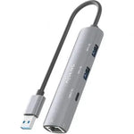 Hub USB Aisens ASUC-4P035-GR/ 1xUSB Tipo-C/ 2xUSB/ 1xRJ45/ Gris - PixelPlaza