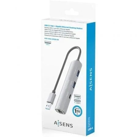 Hub USB Aisens ASUC-4P035-GR/ 1xUSB Tipo-C/ 2xUSB/ 1xRJ45/ Gris - PixelPlaza