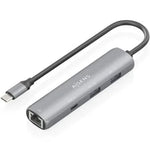 Hub USB Tipo-C Aisens ASUC-4P038-GR/ 1xUSB Tipo-C/ 2xUSB/ 1xRJ45/ Gris - PixelPlaza