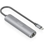 Hub USB Tipo-C Aisens ASUC-4P038-GR/ 1xUSB Tipo-C/ 2xUSB/ 1xRJ45/ Gris - PixelPlaza