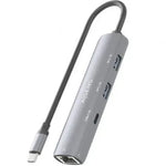 Hub USB Tipo-C Aisens ASUC-4P038-GR/ 1xUSB Tipo-C/ 2xUSB/ 1xRJ45/ Gris - PixelPlaza