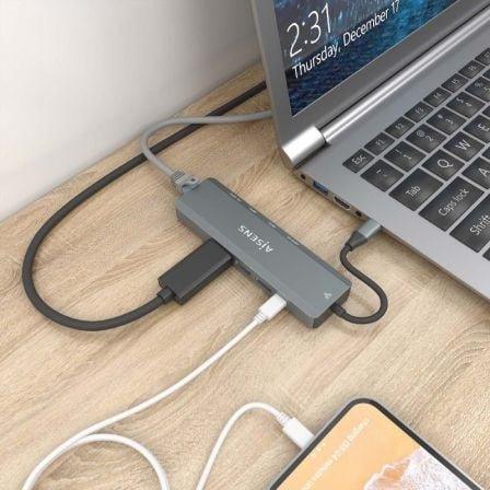 Docking USB Tipo-C Aisens ASUC-5P011-GR/ 1xHDMI 4K/ 2xUSB/ 1xRJ45/ 1xUSB Tipo-C/ 1xUSB Tipo-C PD/ Gris - PixelPlaza