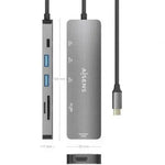 Docking USB Tipo-C Aisens ASUC-6P016-GR/ 1xHDMI 4K/ 2xUSB/ 1xLector Tarjetas/ 1xUSB Tipo-C PD/ Gris - PixelPlaza