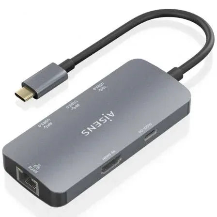 Docking USB Tipo-C Aisens ASUC-6P019-GR/ 1xHDMI 4K/ 3xUSB/ 1xRJ45/ 1xUSB Tipo-C PD/ Gris - PixelPlaza