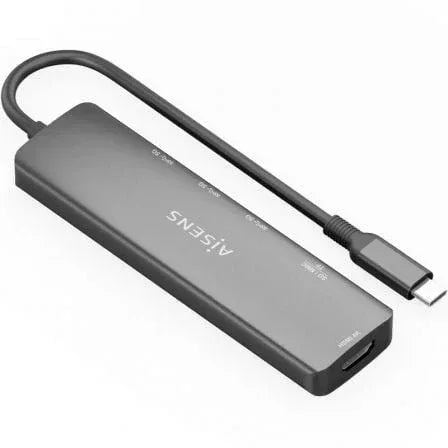 Docking USB Tipo-C Aisens ASUC-6P024-GR/ 1xHDMI 4K/ 3xUSB/ 1xLector Tarjetas/ Gris - PixelPlaza