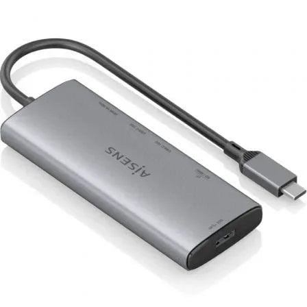 Docking USB Tipo-C Aisens ASUC-6P029-GR/ 1xHDMI 4K/ 1xUSB/ 2xUSB Tipo-C/ 1xLector de Tarjetas/ Gris - PixelPlaza