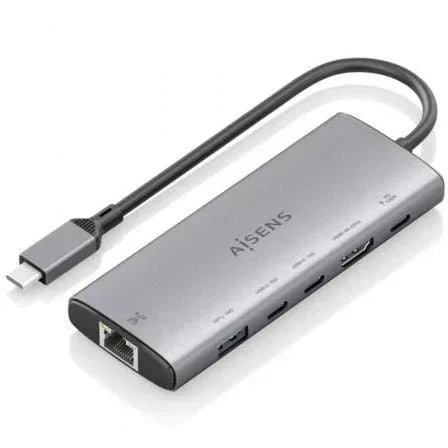 Docking USB Tipo-C Aisens ASUC-6P030-GR/ 1xHDMI 4K/ 1xUSB/ 2xUSB Tipo-C/ 1xRJ45/ 1xUSB Tipo-C PD/ Gris - PixelPlaza
