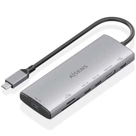 Docking USB Tipo-C Aisens ASUC-7P031-GR/ 1xHDMI 4K/ 1xUSB/ 2xUSB Tipo-C/ 1xLector Tarjetas/ 1xUSB Tipo-C PD/ Gris - PixelPlaza