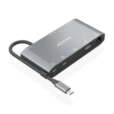Docking USB Tipo-C Aisens ASUC-8P010-GR/ 1xHDMI 4K/ 1xVGA/ 2xUSB/ 1xRJ45/ 2xUSB Tipo-C/ 1xUSB Tipo-C PD/ Gris - PixelPlaza