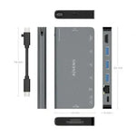 Docking USB Tipo-C Aisens ASUC-8P015-GR/ 1xHDMI 4K/ 3xUSB/ 1xRJ45/ 1xLector Tarjetas / 1xUSB Tipo-C/ Gris - PixelPlaza
