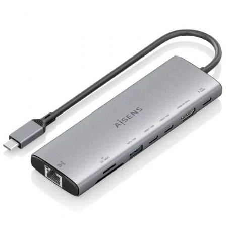 Docking USB Tipo-C Aisens ASUC-8P033-GR/ 1xHDMI 4K/ 1xUSB/ 2xUSB Tipo-C/ 1xRJ45/ 1xLector Tarjetas/ 1xUSB Tipo-C PD/ Gris - PixelPlaza