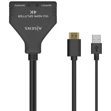 Cable Duplicador HDMI 4K Aisens A123-0654/ 2x HDMI Hembra - HDMI Macho - USB Macho/ 30cm/ Negro - PixelPlaza