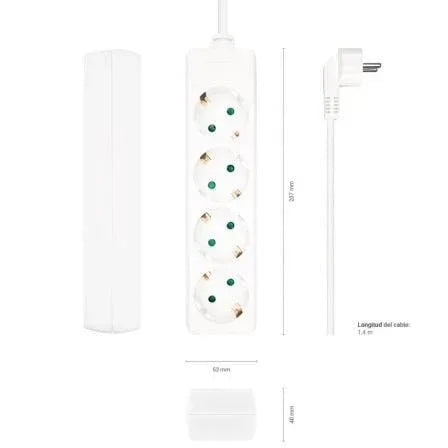 Regleta Aisens A154-0533/ 4 Tomas de Corriente/ Cable 1.4m/ Blanco - PixelPlaza