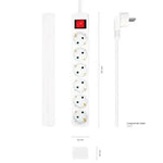 Regleta con Interruptor Aisens A154-0535/ 6 Tomas de Corriente/ Cable 1.4m/ Blanco - PixelPlaza