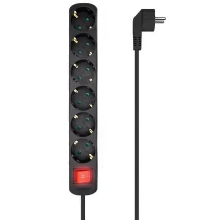 Regleta con Interruptor Aisens A154-0536/ 6 Tomas de Corriente/ Cable 1.4m/ Negro - PixelPlaza