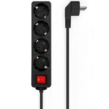 Regleta con Interruptor Aisens A154-0650/ 4 Tomas de Corriente/ Cable 1.4m/ Negro - PixelPlaza